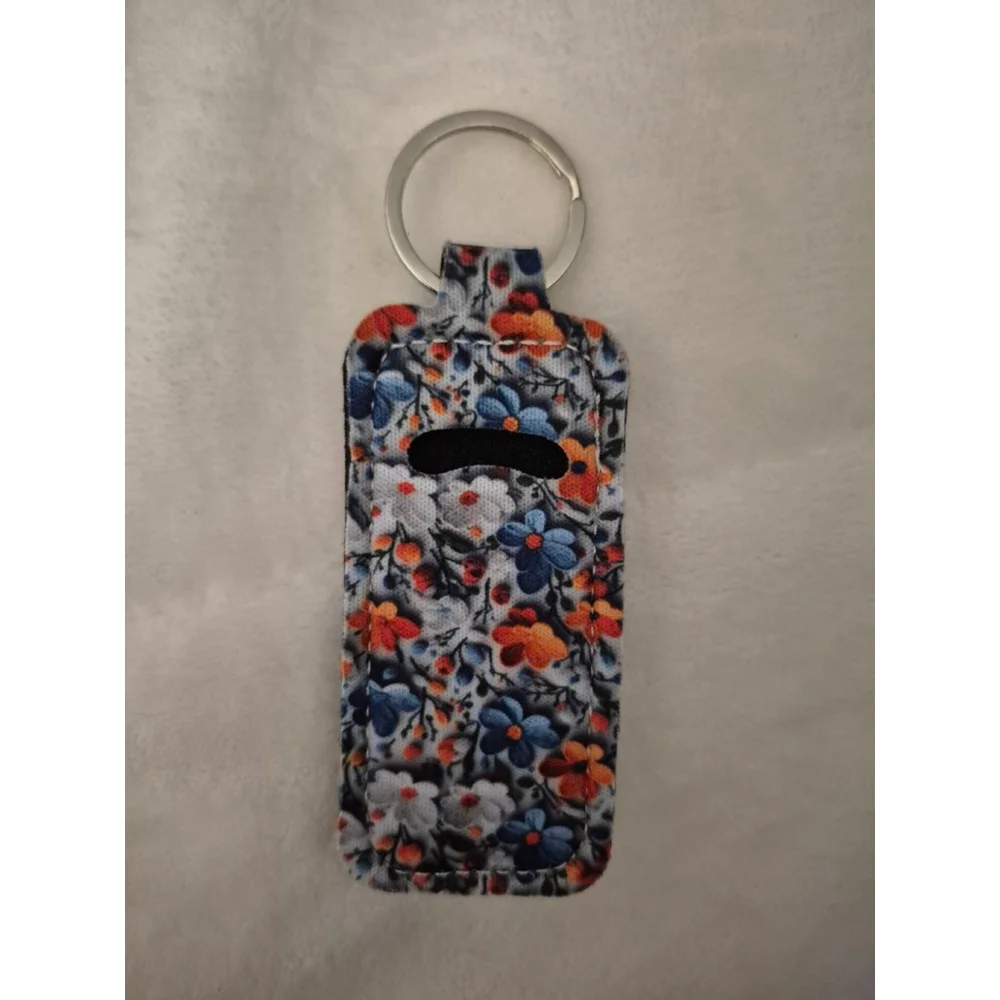 Women's Floral Lip Balm Keychain Holder One Size Blue Orange